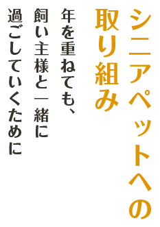 シニアペットへの取り組み　年を重ねても、飼い主様と一緒に過ごしていくために